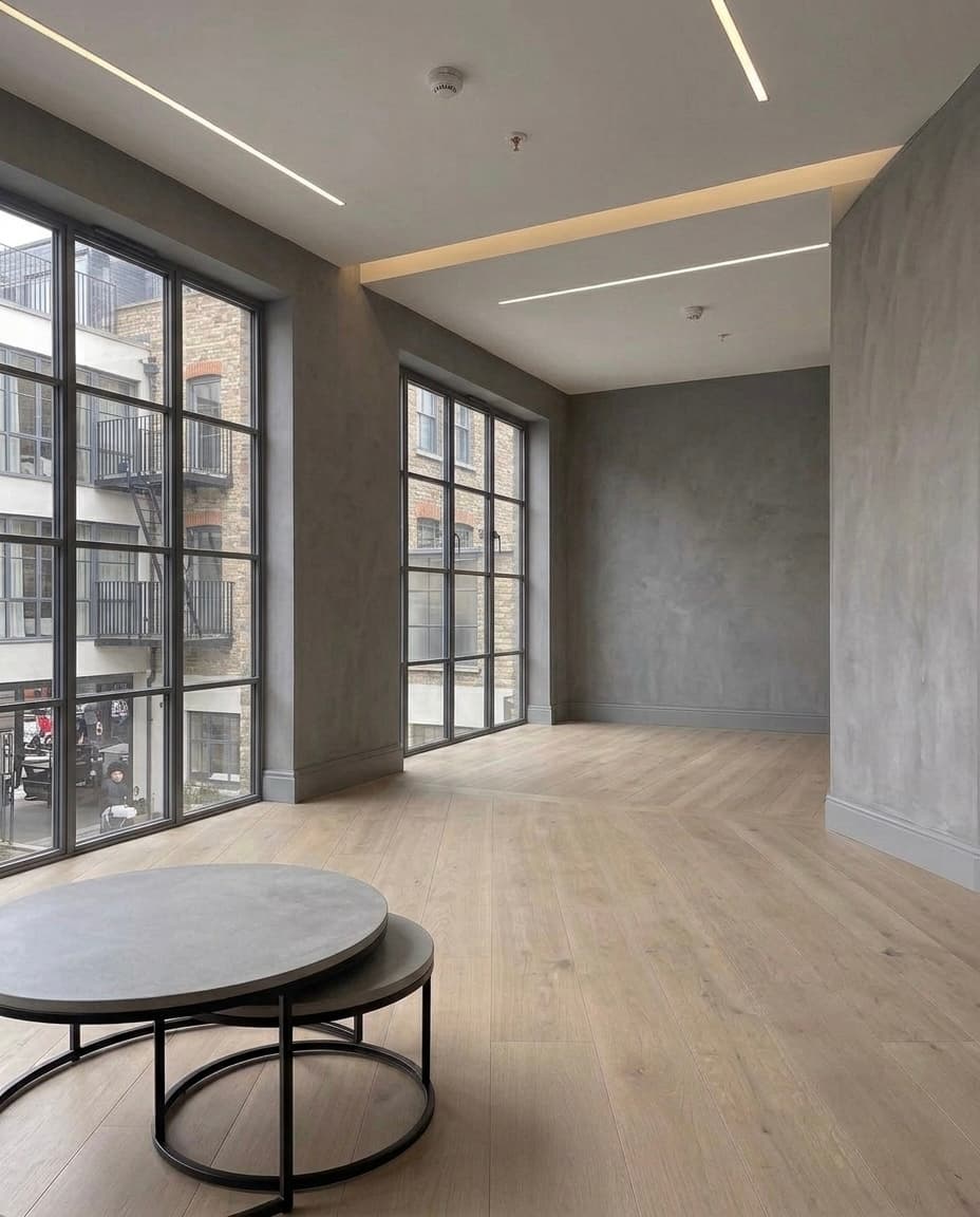 Pale contemporary oak flooring in a Clerkenwell, London home